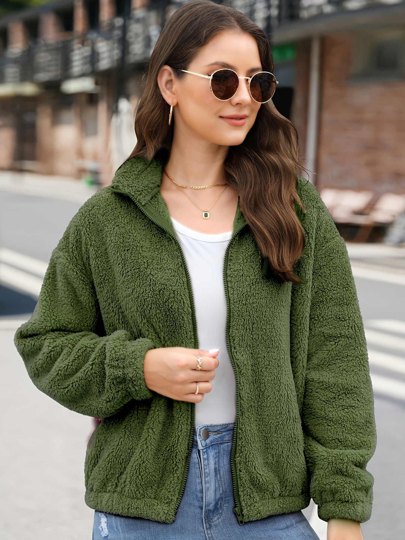 Miami ladies Winter coat- Soft Sherpa (Green)
