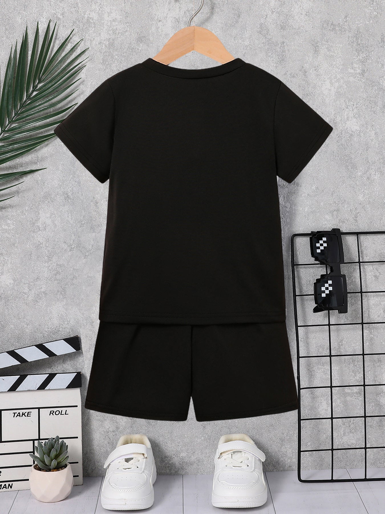 Athletic two piece set for kids and boys (black)