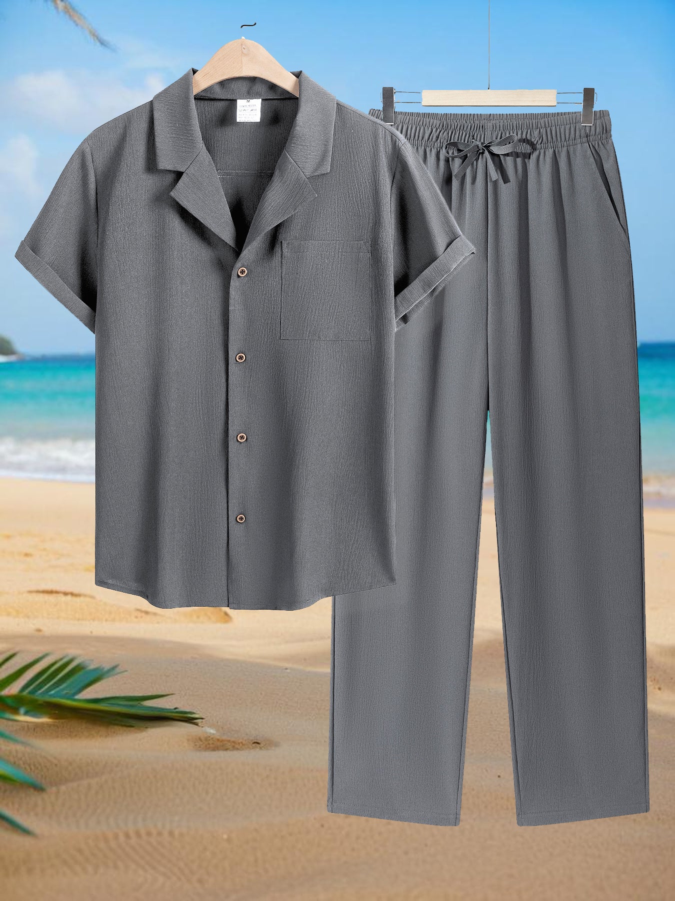 Wrinkle tracksuit for men's (dark grey)