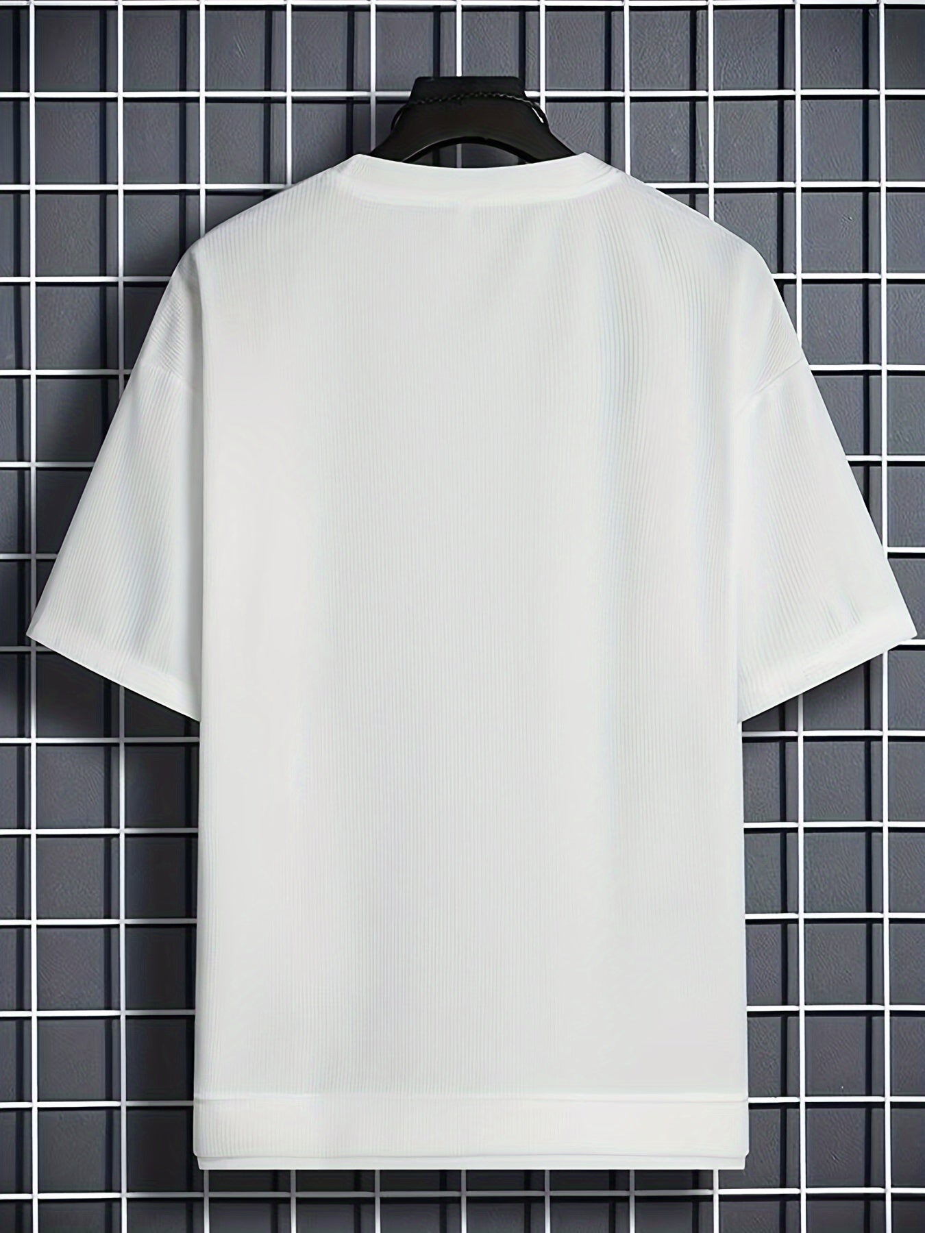 Waffle Pattern Crew Neck Collar t shirt- White