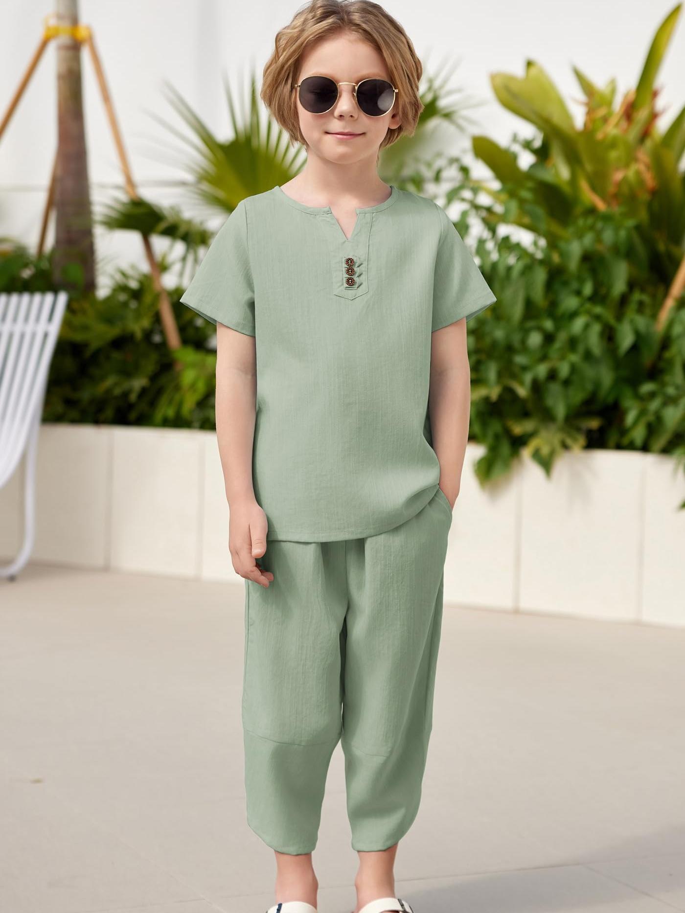 Indian style tracksuit for boys and kids (Light Green)