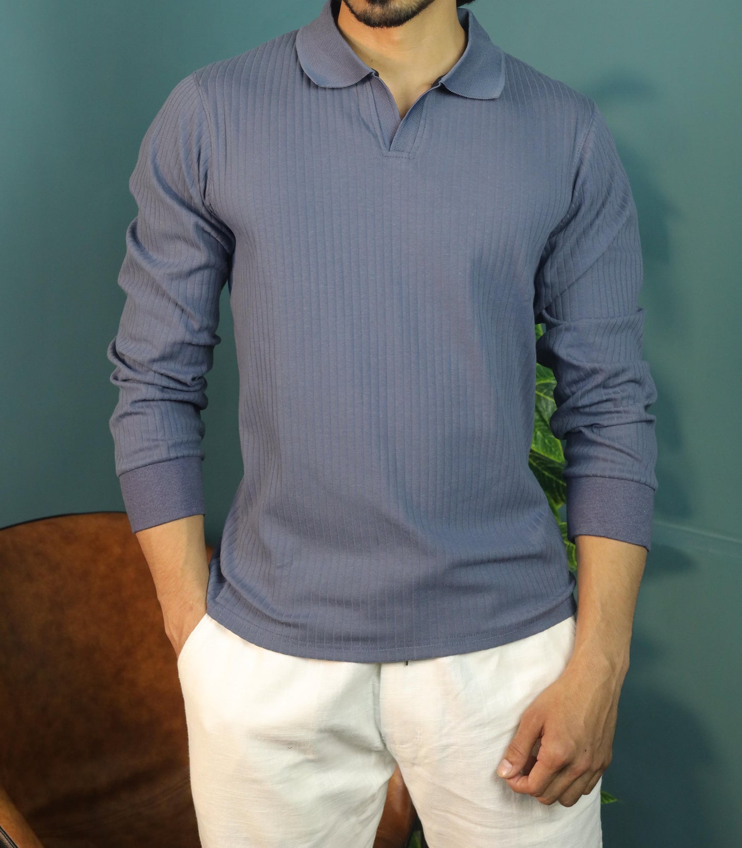Drop Needle polo shirt (Full Sleeve) - Storm Gray