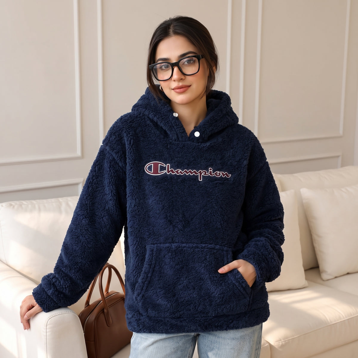 Champion sherpa jacket for ladies (Navy Blue)