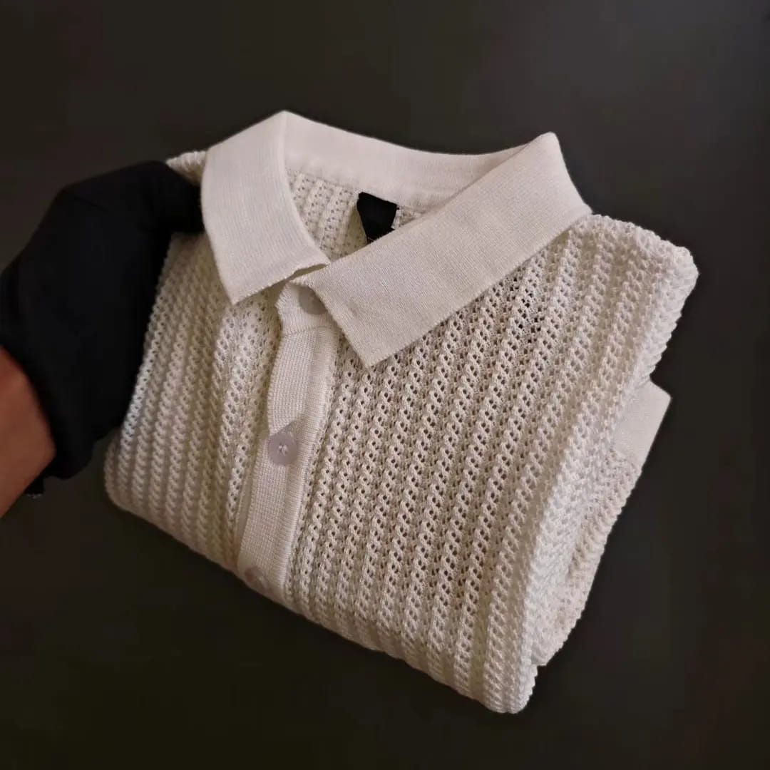 Knitted Polo Shirts- White
