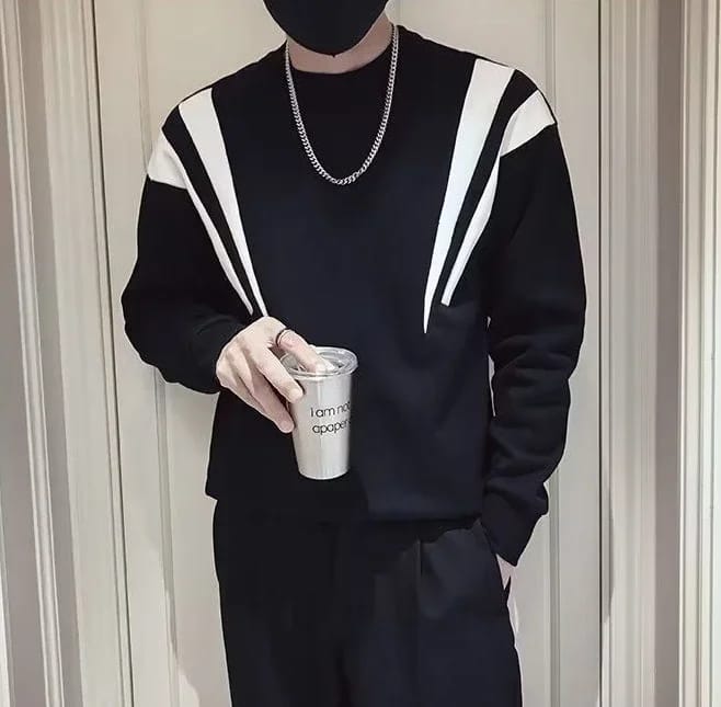Korean Round Neck Pullover- Black