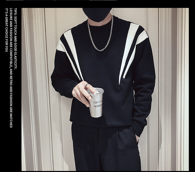 Korean Round Neck Pullover- Black