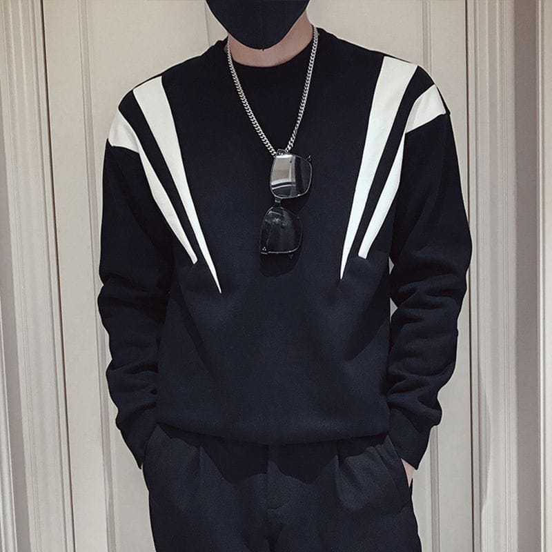 Korean Round Neck Pullover- Black