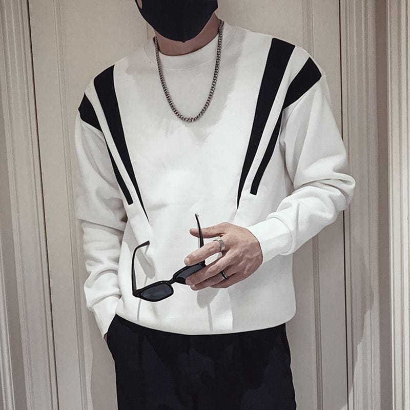 Korean Round Neck Pullover- White