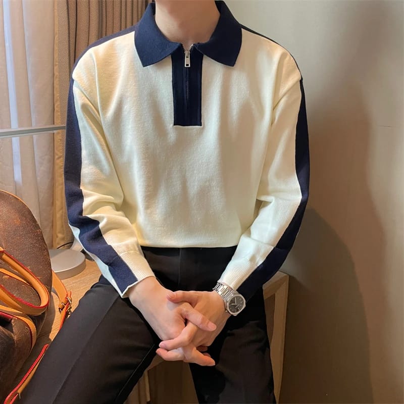Korean Pullover- Black & Blue