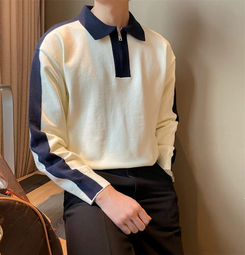 Korean Pullover- Black & Blue