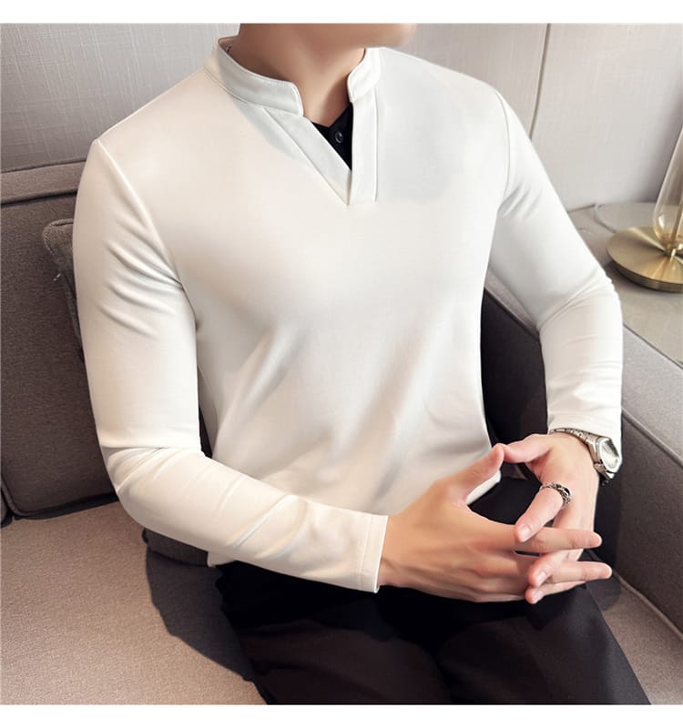 Miami Style V Neck Pullover for Autumn - White