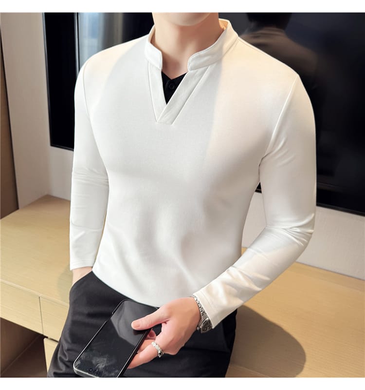 Miami Style V Neck Pullover for Autumn - White