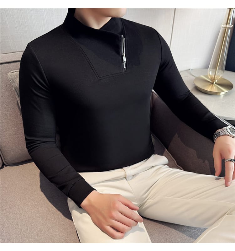 Retro Zipper Pullover (Full sleeve) - Black