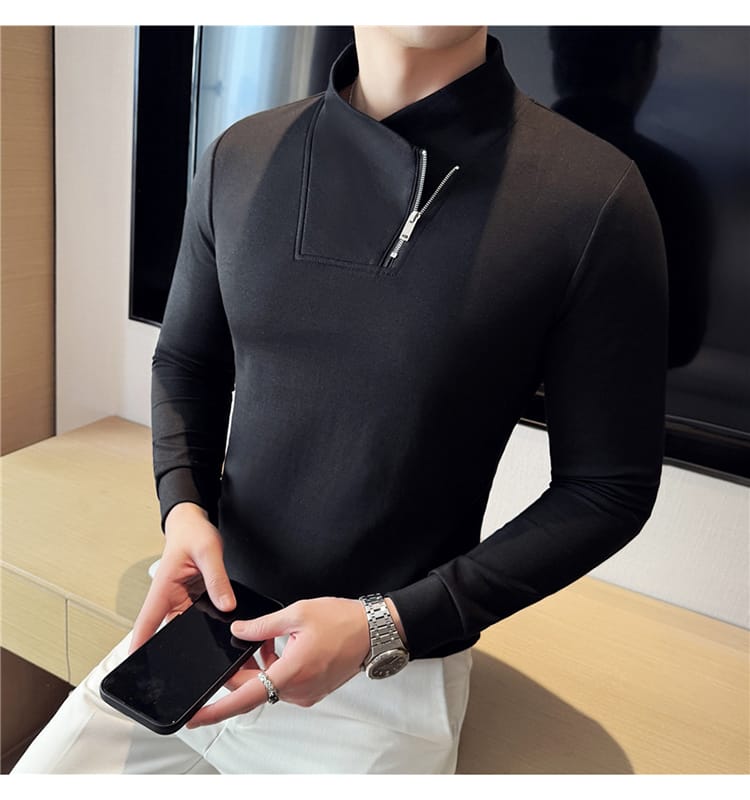 Retro Zipper Pullover (Full sleeve) - Black