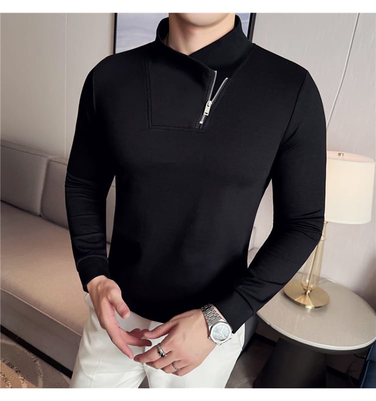 Retro Zipper Pullover (Full sleeve) - Black