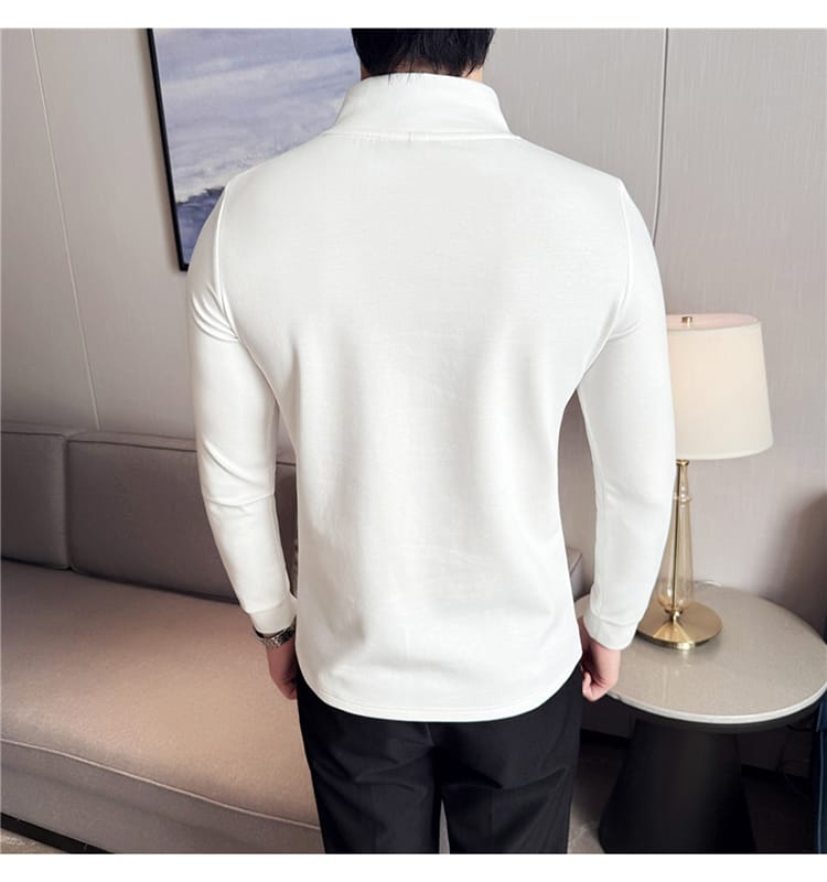 Retro Zipper Pullover (Full sleeve) - White