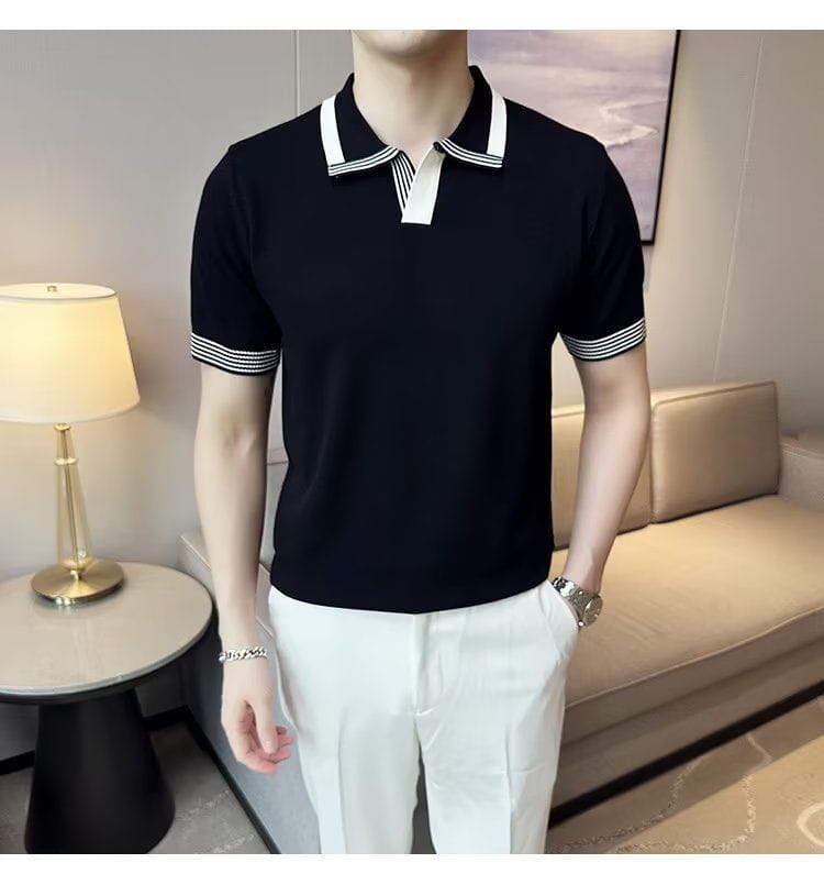 British V-Neck polo shirt- Black