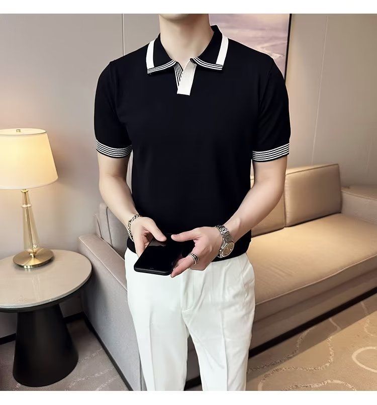 British V-Neck polo shirt- Black