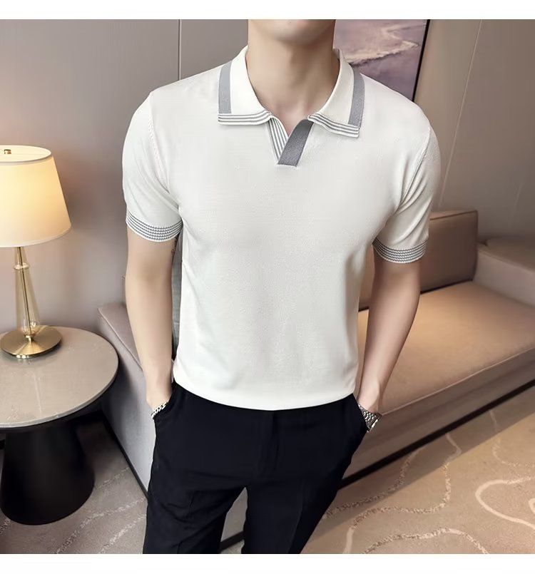 British V-Neck polo shirt- White