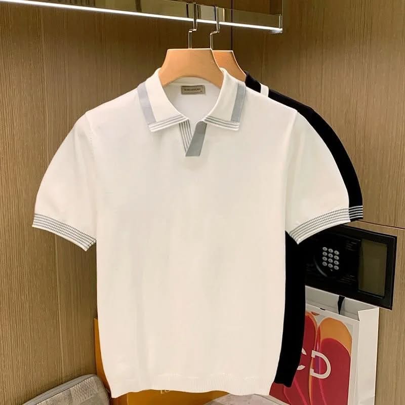 British V-Neck polo shirt- White