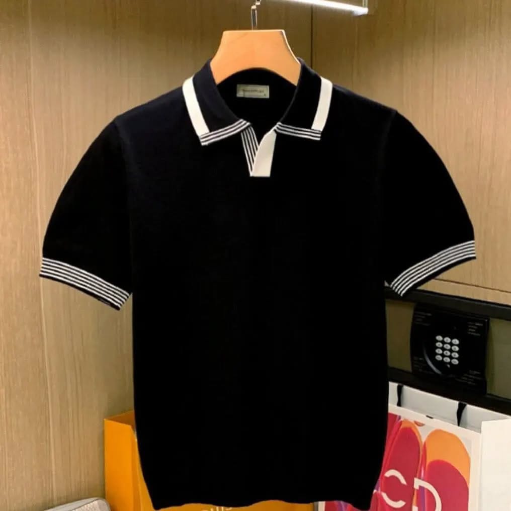 British V-Neck polo shirt- Black