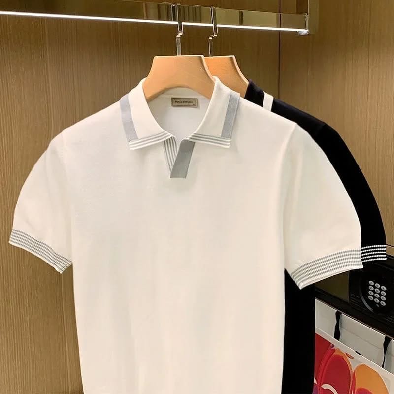 British V-Neck polo shirt- White