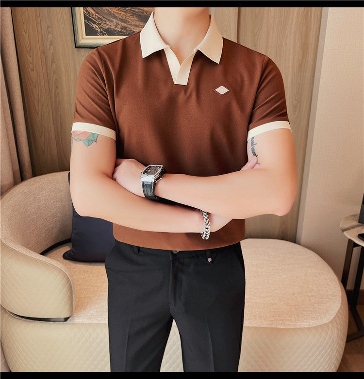Classic Polo Collar t-shirts- Brown