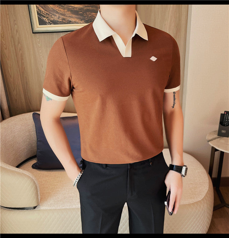 Classic Polo Collar t-shirts- Brown