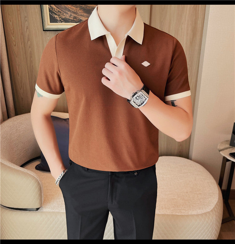 Classic Polo Collar t-shirts- Brown