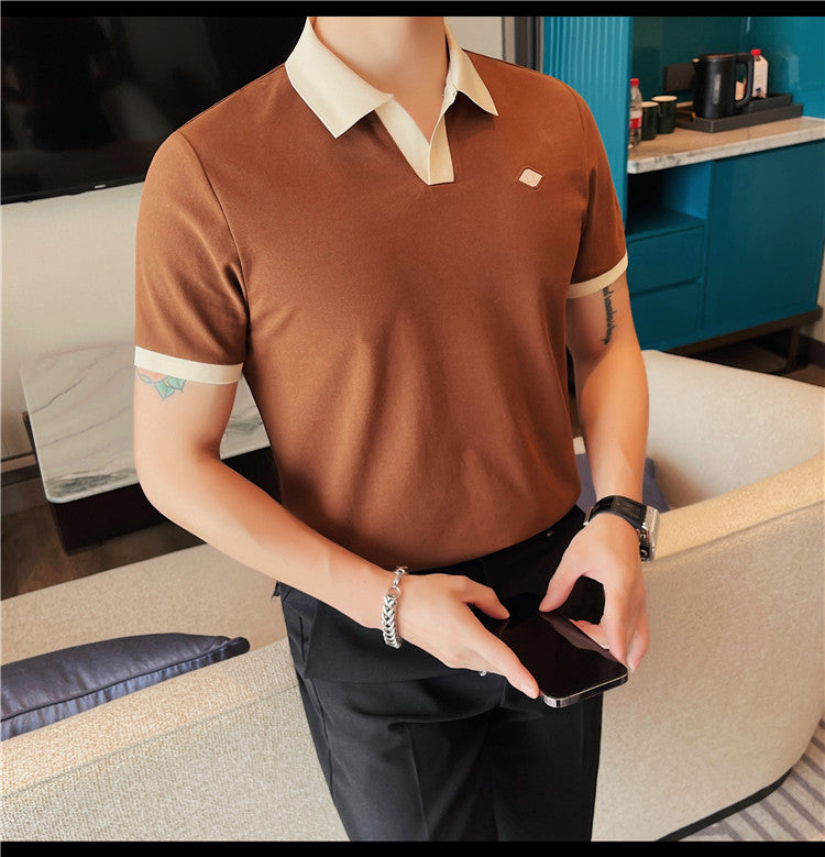 Classic Polo Collar t-shirts- Brown