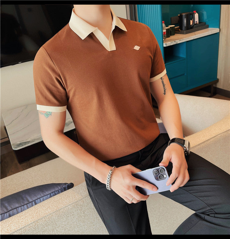 Classic Polo Collar t-shirts- Brown