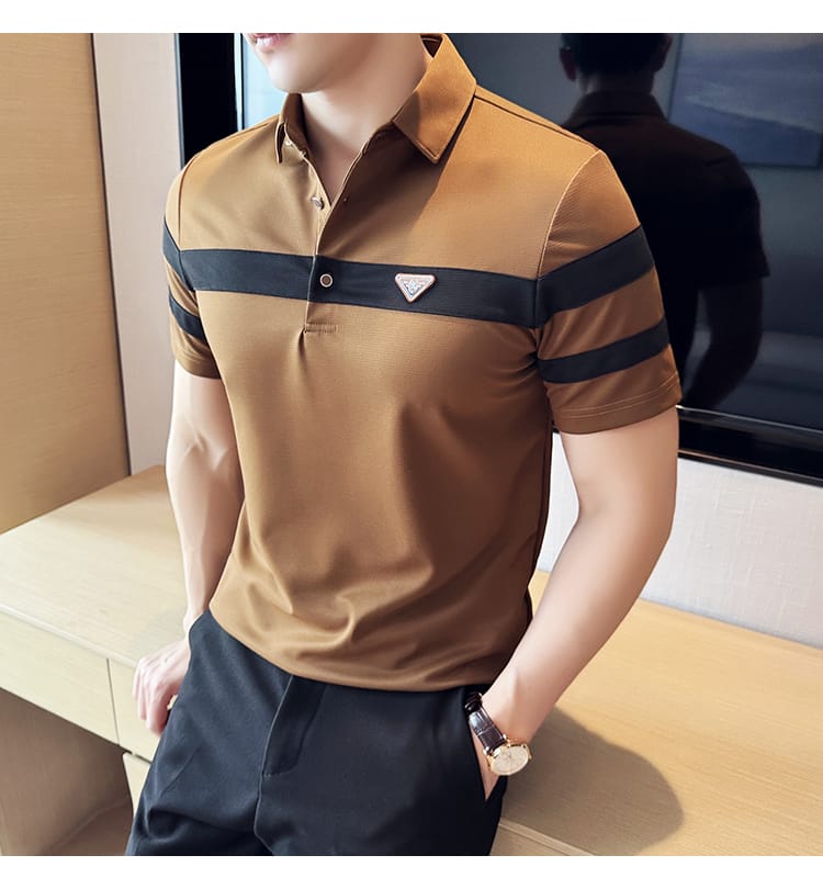 Camisa patchwork poli shirt (Brown)