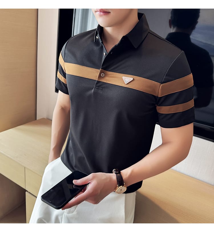 Camisa patchwork poli shirt (Black)