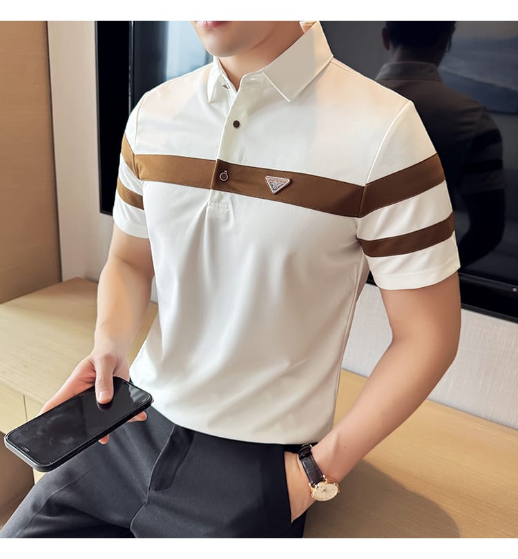 Camisa patchwork poli shirt (White)