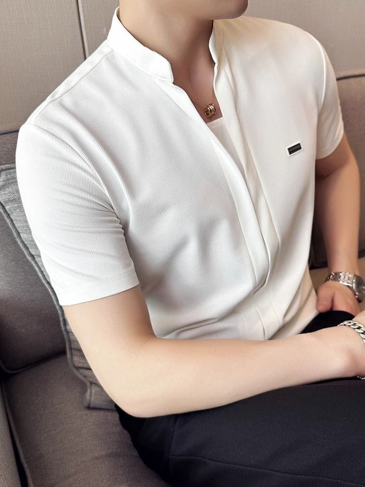 Button Less Chinese Shirt (White)