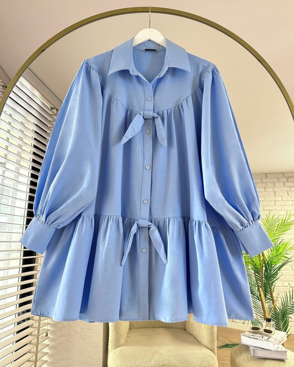Shabby shirt with bow (Baby Blue)