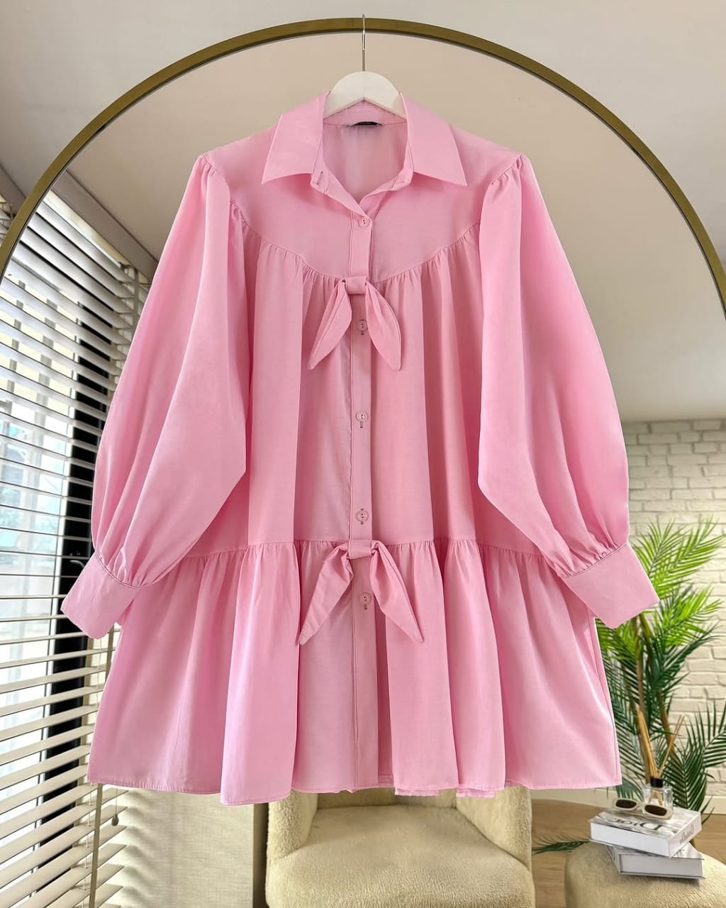 Shabby shirt with bow (Pink)