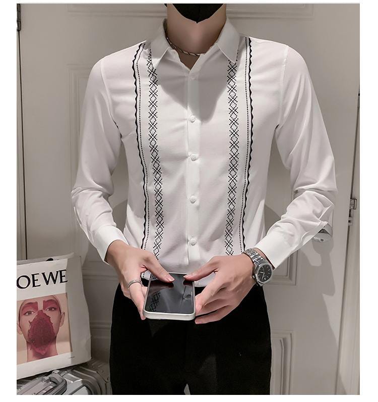 Embroidered casual shirt (White)