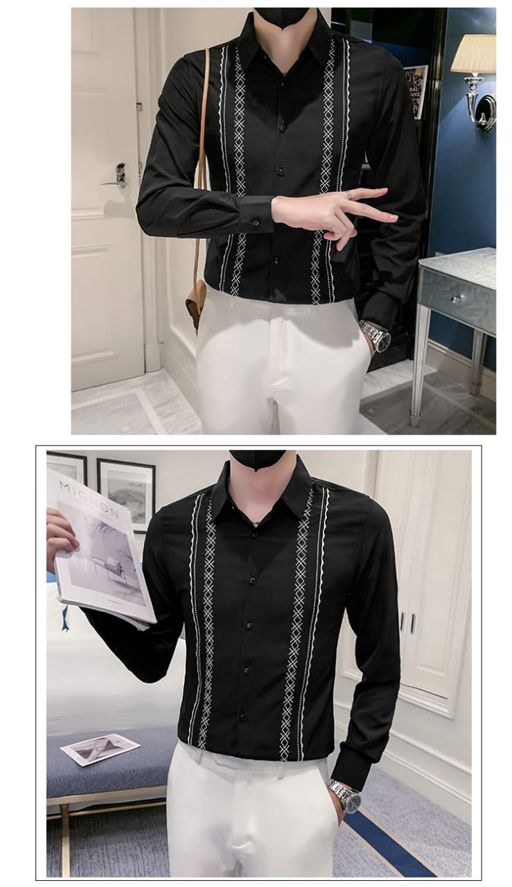 Embroidered casual shirt (Black)