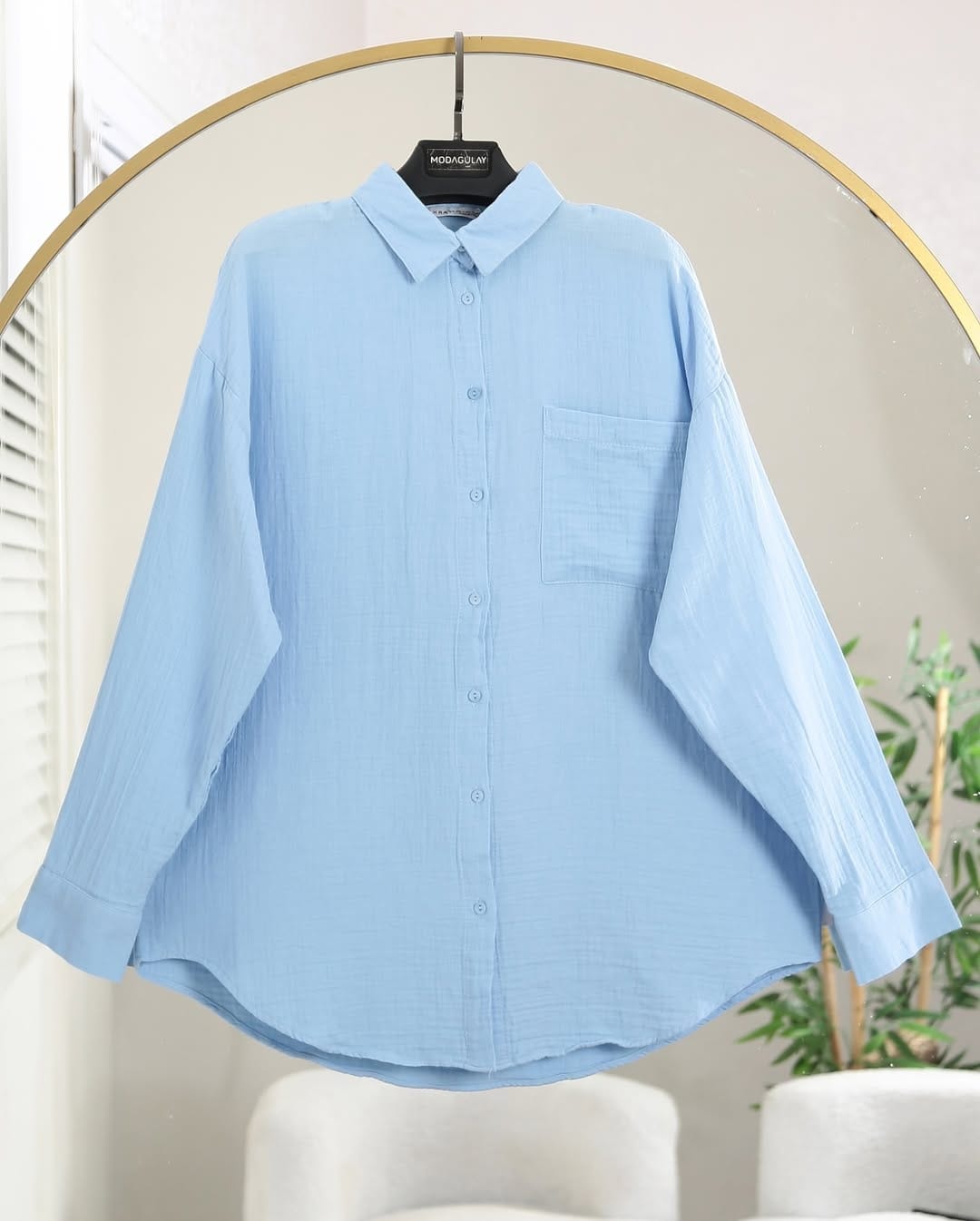 Ladies muslin shirt (Light Blue)