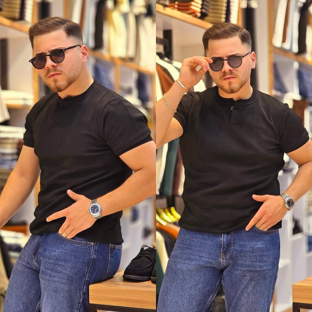 Turkish round neck shirt (Black)