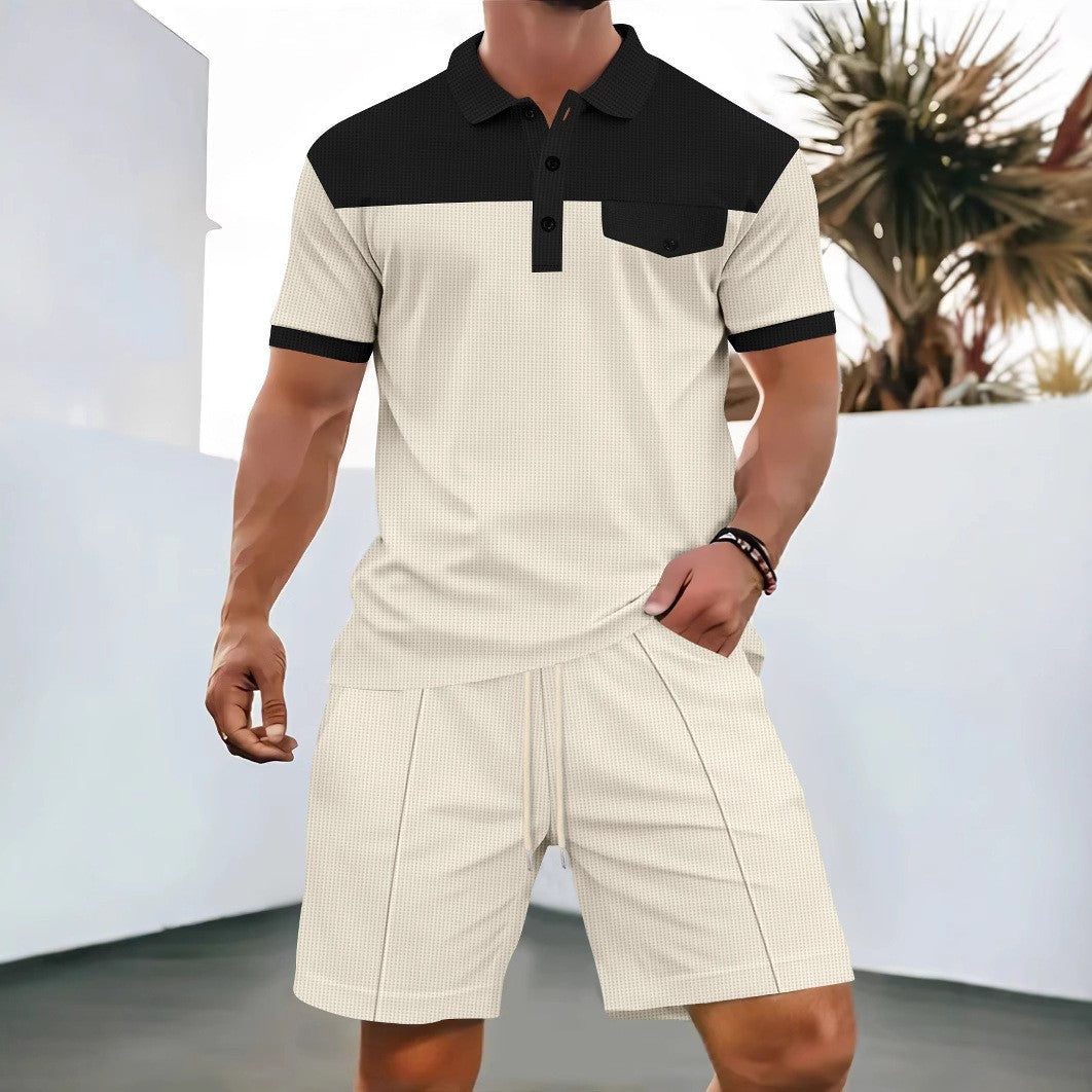 Scot Waffle shorts tracksuit (Beige)