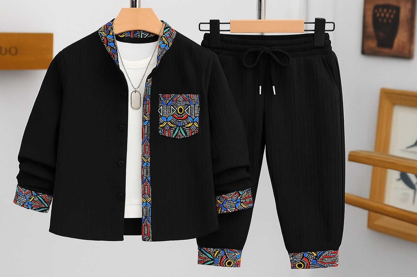 Sindhi Tracksuit for kids & boys (black)