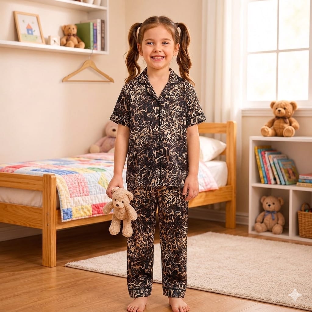 Girls Wild Print Pajama Set
