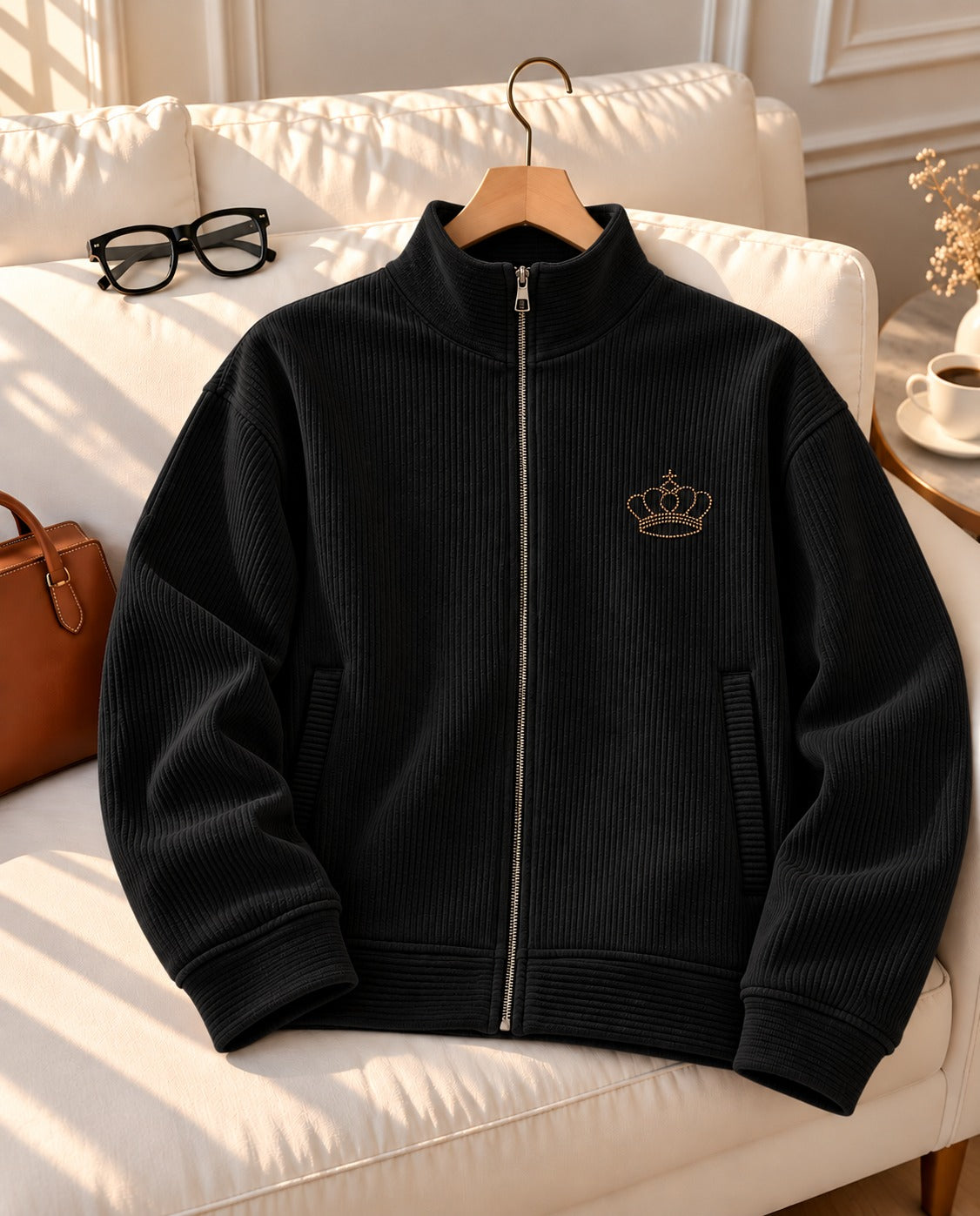 Royal Crown Textured Jacket for ladies (Black)