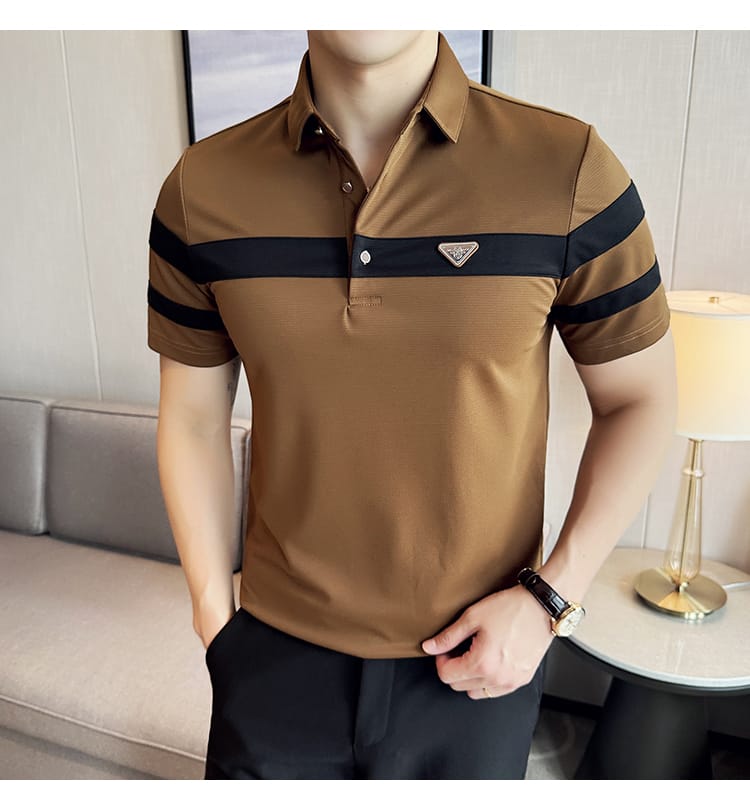 Camisa patchwork poli shirt (Brown)