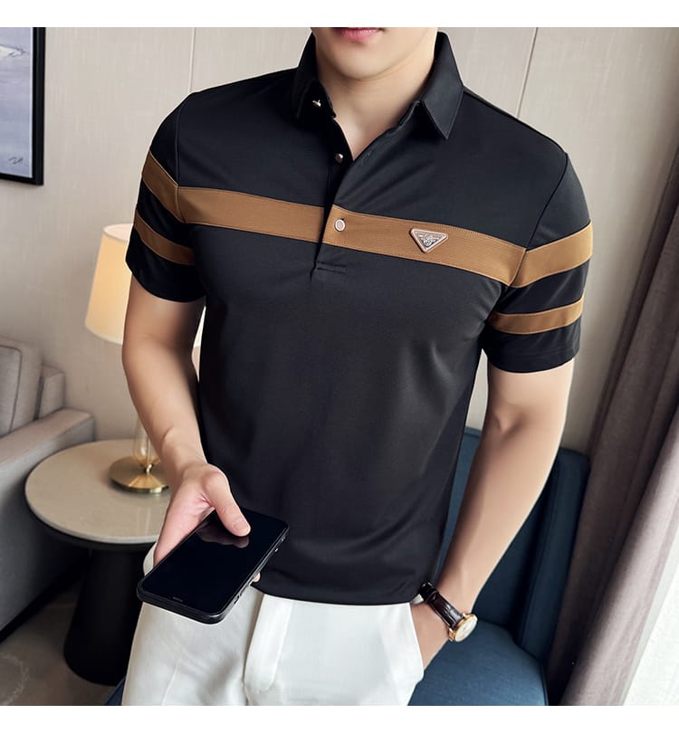 Camisa patchwork poli shirt (Black)
