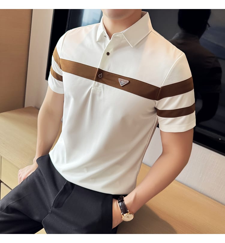 Camisa patchwork poli shirt (White)