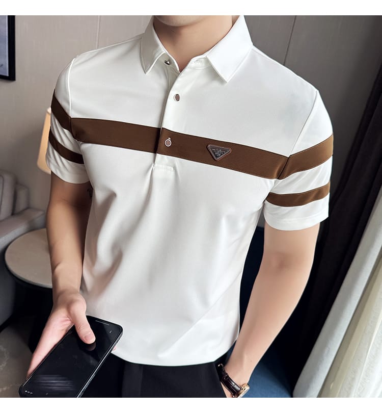 Camisa patchwork poli shirt (White)