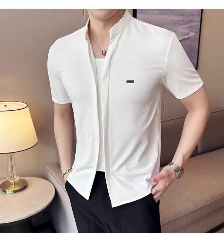 Button Less Chinese Shirt (White)